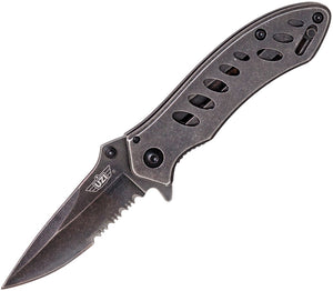 UZI Mini Stonewash Linerlock Stainless Serrated Folding Knife KFDR022