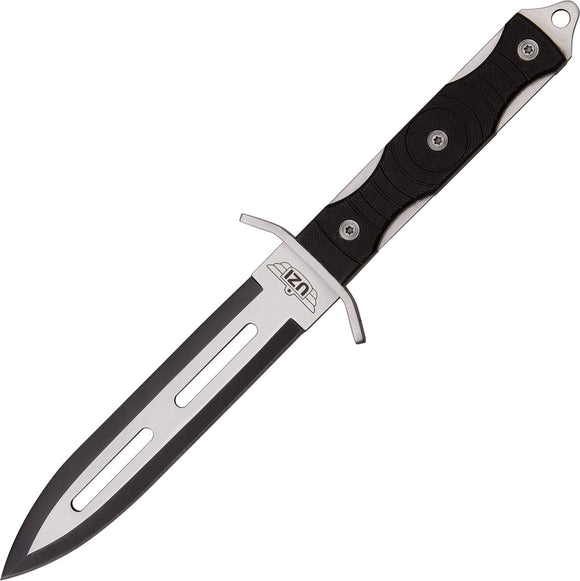 UZI Mossad II Black G10 Stainless Dagger Fixed Blade Knife + Belt Sheath KFXB007