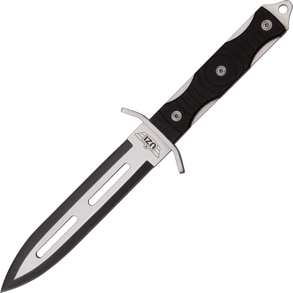 UZI Mossad II Black G10 Stainless Dagger Fixed Blade Knife + Belt