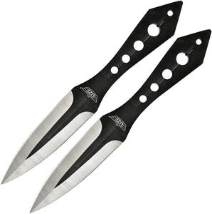UZI Set Of Two Black Stainless Throwing Knives w/ Sheath KTRWTZP