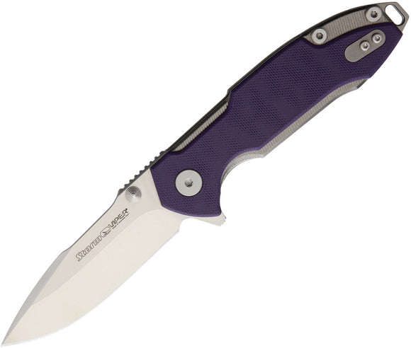 Viper Storm Linerlock Purple G10 Handle Folding Bohler M390 Drop Pt Knife 5954GP
