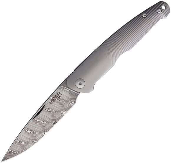 Viper Key Slip Joint Gray Titanium Damascus folding Knife 5976d3bl