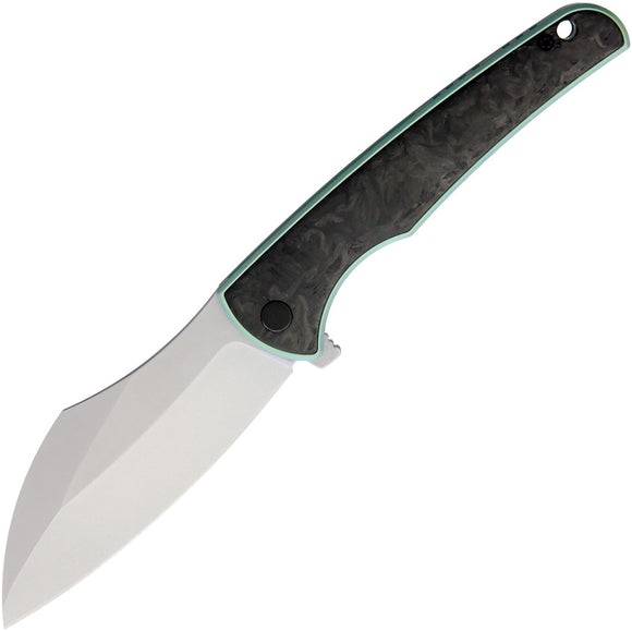 VDK Knives Vice Framelock Green Titanium/Carbon Fiber Folding M390 Knife 031