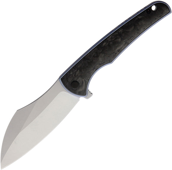 VDK Knives Vice Framelock Blue Titanium/Carbon Fiber Folding M390 Knife 032