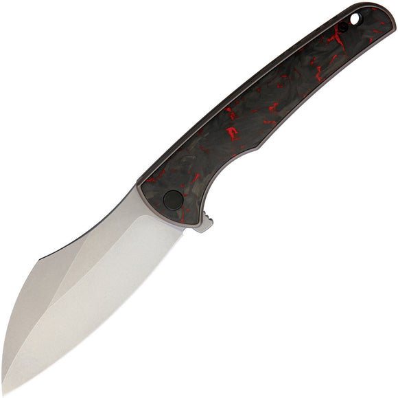 VDK Knives Vice Framelock Black Titanium/Red Carbon Fiber Folding M390 Knife 034