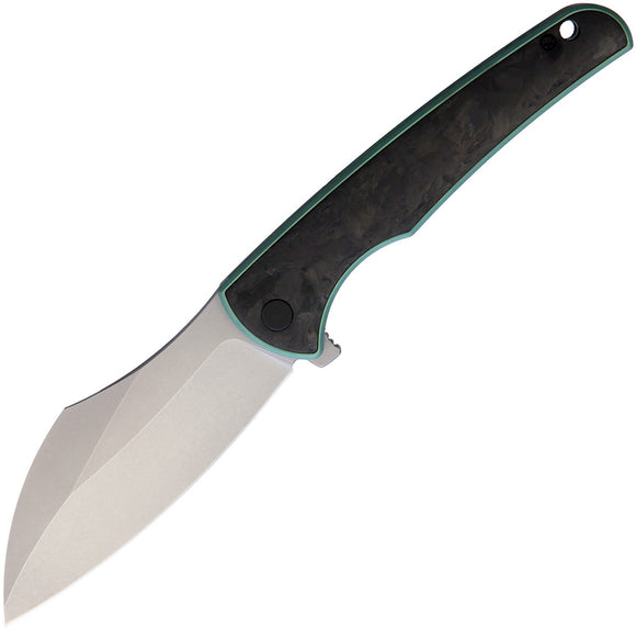 VDK Knives Vice Framelock Green Titanium/Carbon Fiber Folding M390 Knife 036