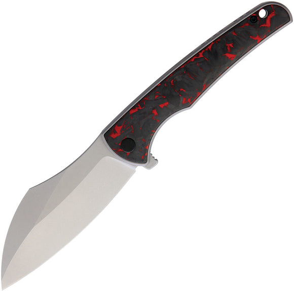 VDK Knives Vice Framelock Gray Titanium/Red Carbon Fiber Folding M390 Knife 042