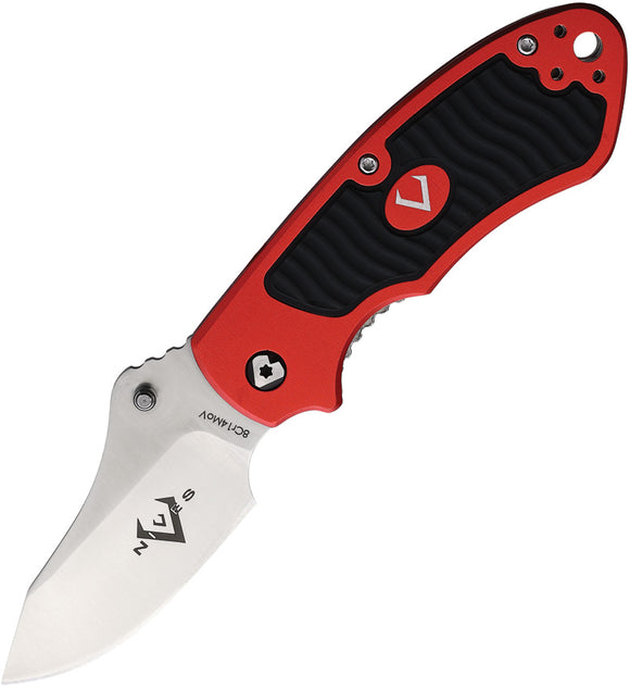 V NIVES Stout Linerlock Red & Black Aluminum Folding 8Cr14MoV Pocket Knife 03089