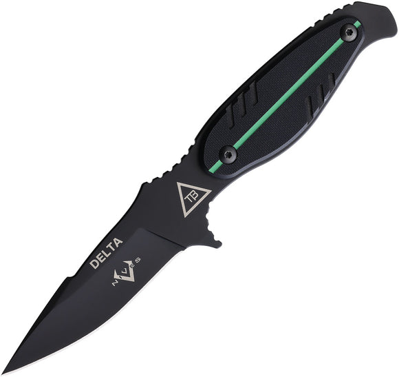 V NIVES Delta Green Line Black G10 Stainless Fixed Blade Knife w/ Sheath 03090