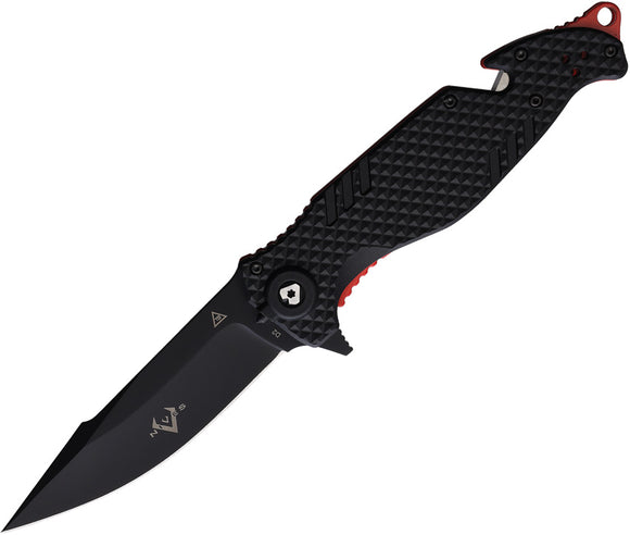 V NIVES Trail Blazer Linerlock Black & Red FRN Folding D2 Pocket Knife 03094
