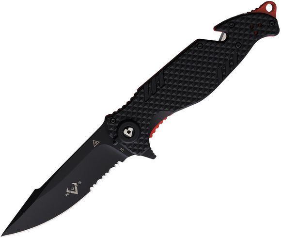 V NIVES Trail Blazer Linerlock Black & Red FRN Folding D2 Pocket Knife 03095