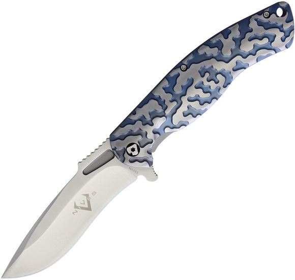 V NIVES Atmosphere Blue/Silver Titanium Folding S35VN Pocket Knife
