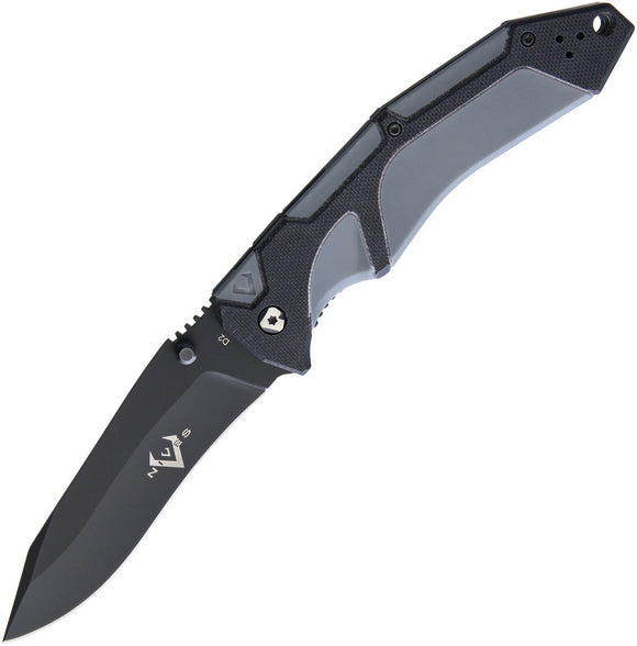 V NIVES Fractal Linerlock A/O Black G10 Folding D2 Steel Pocket Knife