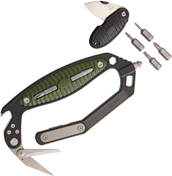 V NIVES CRAB Linerlock Knife Black Rescue Wrench Multi-Tool W/ Hermit
