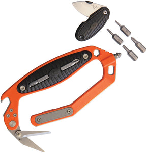 V NIVES C.R.A.B. Linerlock Knife Orange Rescue Wrench Multi-Tool W/ Hermit