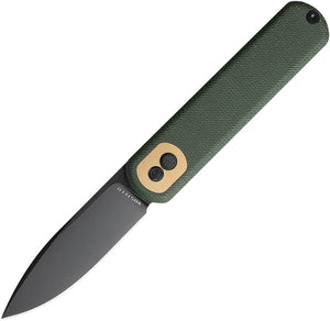 Vosteed Corgi Trek Lock Green Micarta Folding Black 14C28N Drop Pt Pocket Knife CGSVM1