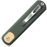 Vosteed Corgi Trek Lock Green Micarta Folding 14C28N Drop Pt Pocket Knife CGSVM3