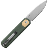 Vosteed Corgi Trek Lock Green Micarta Folding 14C28N Drop Pt Pocket Knife CGSVM3