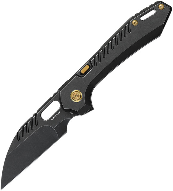 Vosteed RSKAOS Top Linerlock Black & Gold Folding M390 pocket Knife MHET1