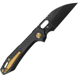 Vosteed RSKAOS Top Linerlock Black & Gold Folding M390 pocket Knife MHET1