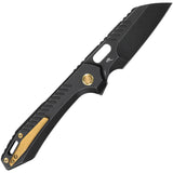 Vosteed RSKAOS Top Linerlock Black & Gold Folding M390 Pocket Knife MHET3