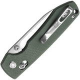 Vosteed Raccoon Crossbar Lock Green Micarta Folding Satin 14C28N Knife RCCBVTMN