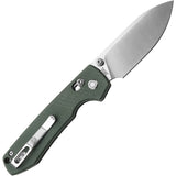 Vosteed Raccoon Crossbar Lock Green Micarta Folding Satin 14C28N Knife RCCBVTMN