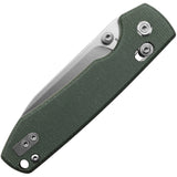 Vosteed Raccoon Crossbar Lock Green Micarta Folding Satin 14C28N Knife RCCBVTMN