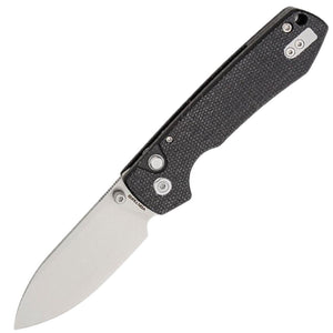 Vosteed Raccoon Button Lock Black Micarta Folding 14C28N Drop Pt Pocket Knife RCSVM2