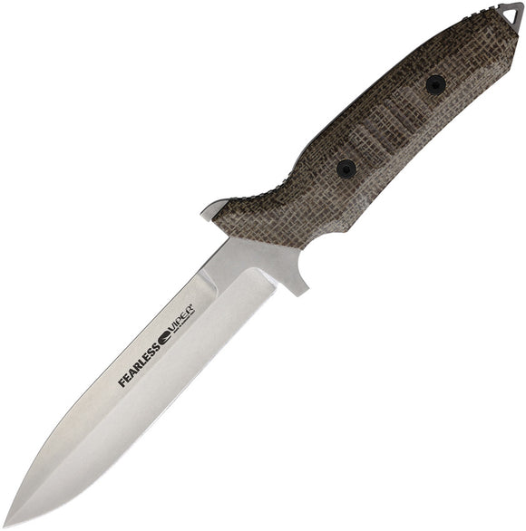 Viper Fearless Brown Burlap Micarta Sleipner Tool Steel Fixed Blade Knife 4018CM