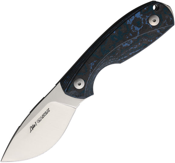 Viper Lille 1 Black & Blue Carbon Fiber ELMAX Drop Pt Fixed Blade Knife 4022FCA