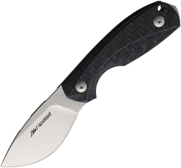 Viper Lille 1 Black Carbon Fiber ELMAX Steel Drop Point Fixed Blade Knife 4022FC