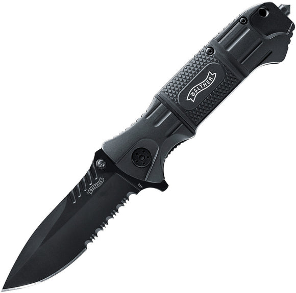 Walther Black Tac Black Linerlock 440C Folding Knife 50715
