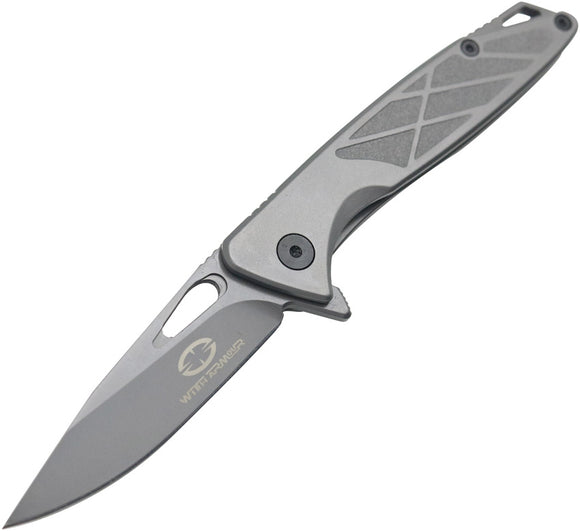 WithArmour Finches Linerlock Gray Stainless Folding 440C Pocket Knife 047GY