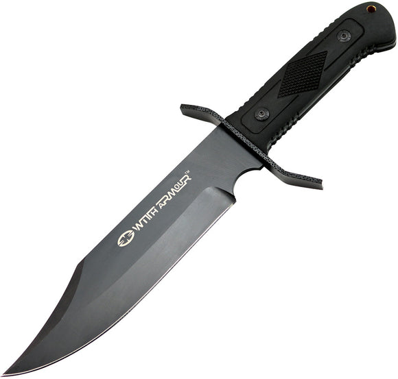 WithArmour Bowie Black Pakkawood 440C Stainless Fixed Blade Knife 055BK