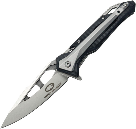 WithArmour Fin Linerlock Black Smooth G10 Folding D2 Steel Pocket Knife 066BK