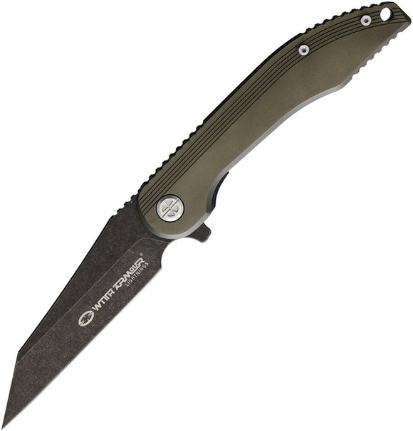 WithArmour Gasper Linerlock Green Aluminum Folding D2 Pocket Knife 083BK