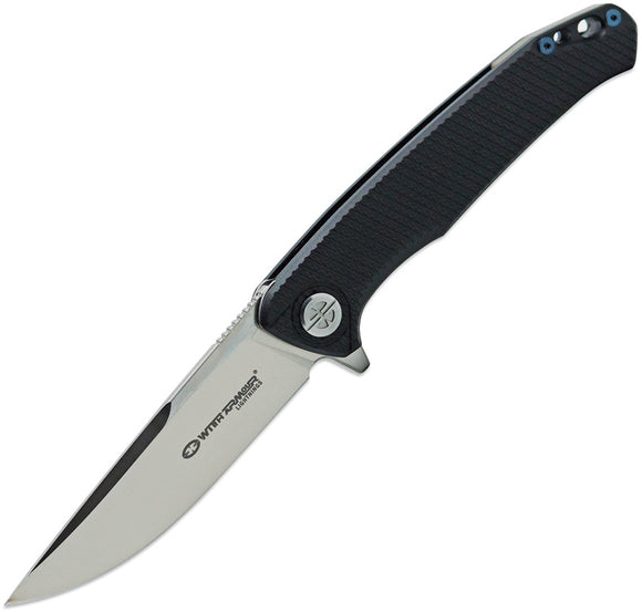 WithArmour Flint Linerlock Black Smooth G10 Folding D2 Steel Pocket Knife 091BKG