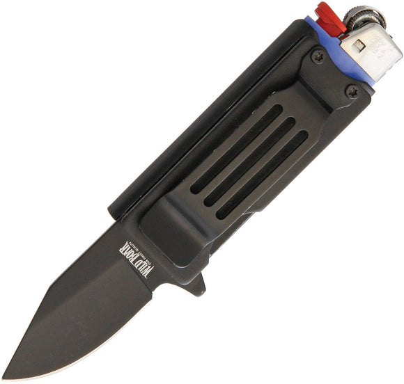 Wild Boar Pocket Knife & Lighter Holder A/O Aluminum Folding Stainless 1021