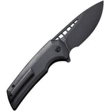We Knife Mini Malice Pocket Knife Button Lock Black Titanium Folding 20CV 054BL1