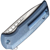We Knife Mini Malice Pocket Knife Button Lock Blue Titanium Folding 20CV 054BL3