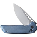 We Knife Mini Malice Pocket Knife Button Lock Blue Titanium Folding 20CV 054BL3