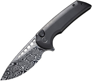 We Knife Mini Malice Pocket Knife Black Titanium Folding Damasteel 054BLDS1