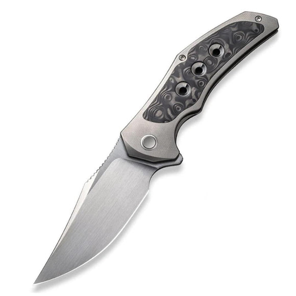 We Knife Magnetron Framelock Gray Titanium & Carbon Fiber Folding 20CV Knife 180582
