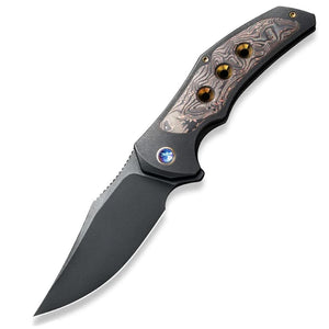 We Knife Magnetron Framelock Black Titanium & Copper Foil CF Folding 20CV Knife 180583