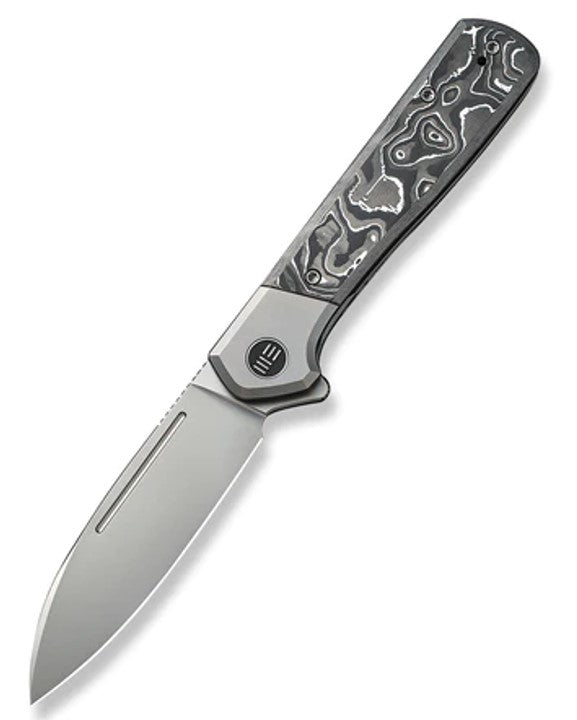 We Knife Soothsayer Silver Titanium with Carbon Fiber Inlay Folding Knife 200503