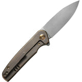 We Knife Shakan Pocket Knife Bronze & Gold Titanium Folding 20CV Blade 20052B2