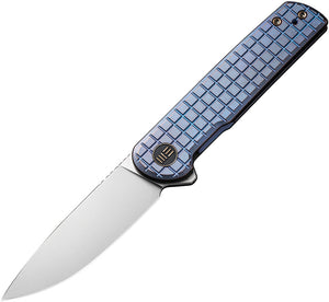 We Knife Charith Framelock Blue Titanium Folding CPM-20CV Pocket Knife 20056B1