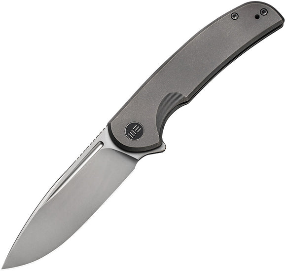 We Knife Beacon Framelock Gray Titanium Folding CPM-20CV Pocket Knife 20061B1