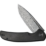 We Knife Beacon Framelock Black 6AL4V Titanium Folding Damasteel Knife 20061BDS1